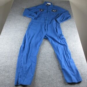 Workrite FR Coveralls Mens 48R Blue Denim‎ Cotton Long Sleeve Mechanic Workwear